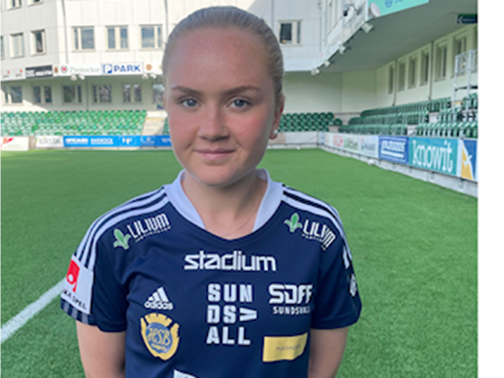 Lånet från Umeå IK, Tilde Johansson, behövde bara fyra minuter på att göra sitt första mål för SDFF. Foto: SDFF