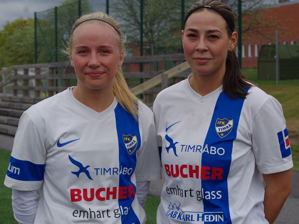 IFK Timrås målskyttar Maja Winsa och Matilda Svensson. Foto: Pia Skogman, Lokalfotbollen.nu.